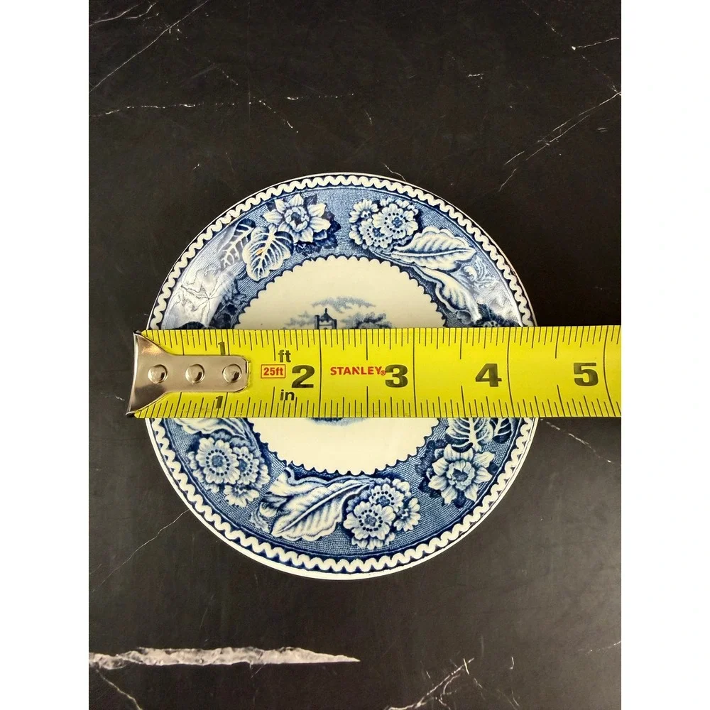 VTG Wood & Sons Woodland Blue and White Porcelain Coaster 4 3/8in